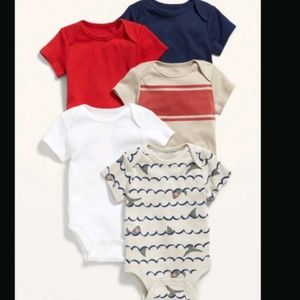 NWT Old Navy Short-Sleeve Bodysuit 5-Pack Baby Size 12-18 month Sharks Blue